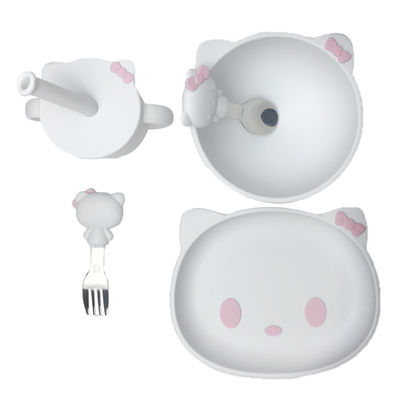 kaufen Kundengebundene Größen-Karikatur Kitten Shape Baby Silicone Feeding stellte Bpa frei ein online manufacture