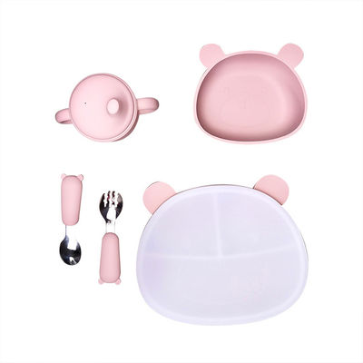 kaufen Bärn-Form-Silikon-Baby-Fütterungssatz 6Pcs BPA freie Saugschüssel mit Deckel online manufacture