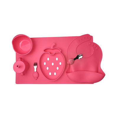 kaufen Freies Silikon-Baby-einziehender gesetzter Erdbeerform-Schüssel-Löffel-Schellfisch-Satz BPA online manufacture