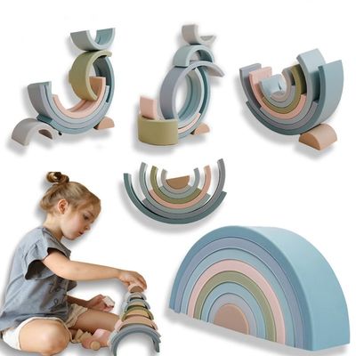 kaufen Pädagogischer stapelnder Regenbogen-Silikon-Stapler-Nahrungsmittelsäuglingsgrad des Spielzeug-BPA freier online manufacture