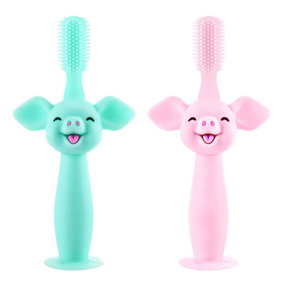 kaufen Silikon-Baby Teether, Nahrungsmittelgrad-Silikon-Baby-Zahnbürsten-ausbildendes kundenspezifisches Karikatur-Säuglingsschwein online manufacture