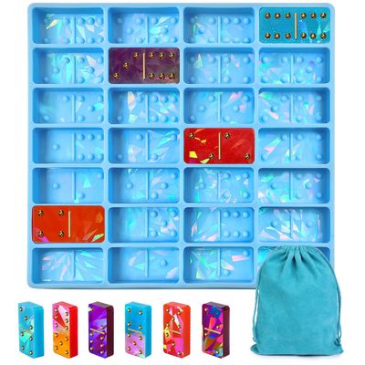 kaufen MHC Kristallsilikon einzigartige Dominos Set 3D-Holographische Designs Epoxidharz Formen online manufacture