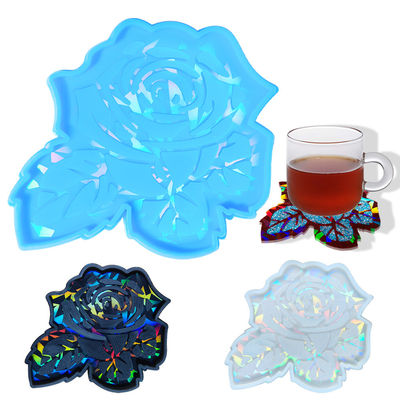 kaufen MHC 3d Einzigartige Harz-Coasters Rosenblumen-Coasters Gold-Holographische Silikon-Harz-Formen online manufacture