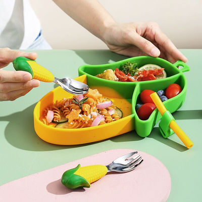 Geteilte Mais-Platten-Satz-Silikon-Baby-Fütterungssatz-nicht Beleg-Saugbasis