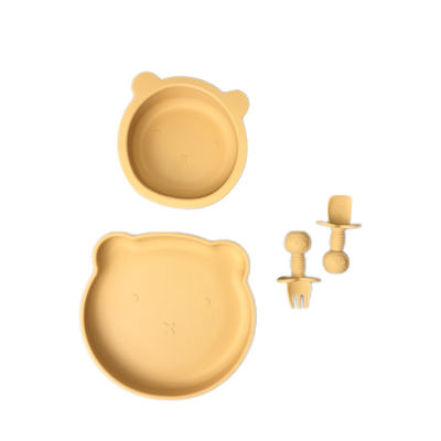 Dauerhafter Mini Suction Plate And Bowl-Satz-Silikon-Bär formen für die Baby-Fütterung