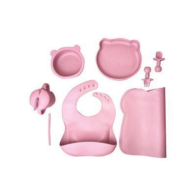 Dauerhaftes Silikon-Baby-Fütterungssatz 6 PC BPA freie Platten Straw Sippy Cup
