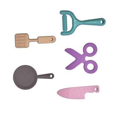 5-teilige nicht giftige freie kundengebundene Farbe Baby Teether-Silikon-BPA