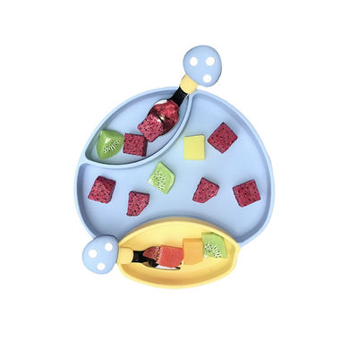 Sicherheits-dauerhaftes Silikon-Baby Tray Feeding Plate With Spoon und Gabel