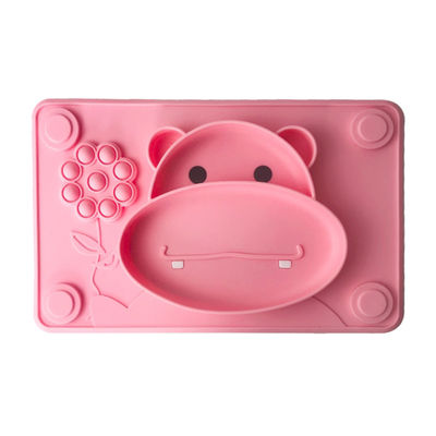 Rosa freie Fütterungssaugplatte Silikon-Baby-Tray Food Grade Cow Shapes BPA