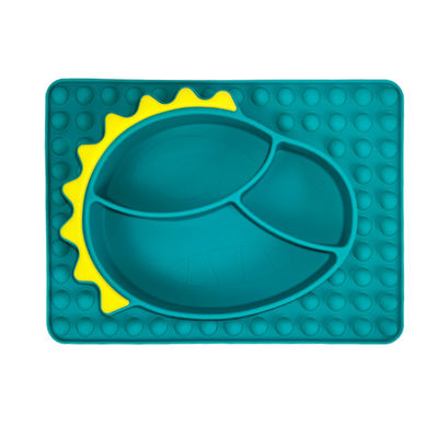 Kleinkind-Silikon-Dinosaurier-Saugplatten-Schüssel-Baby-Fütterungsnahrungsmittelgrad