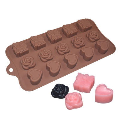 Silikon-kundenspezifischer Schokoladen-Form-Rose Heart Shaped For Candy-Kuchen