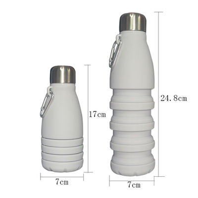 Silikon-faltbare biologisch abbaubare wiederverwendbare Wasser-Flaschen 550ml Grey Customized