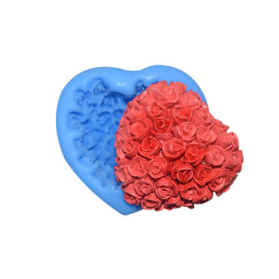 Silikon-Form Nahrungsmittelgrad-Silikon-backende Gerät-Fondant-Kuchen-Herz-Rose 3d