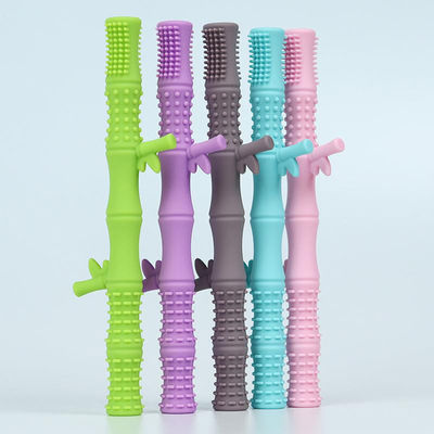 Zahnenstock Toy For Baby Teether Food ordnen Bambusentwurfs-Dentitions-Rohr-Silikon Teether-Strohe