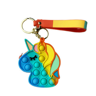 Soem-ODM-Kindersilikon-Unruhe-Spielwaren, Regenbogen Unicorn Popper Purse