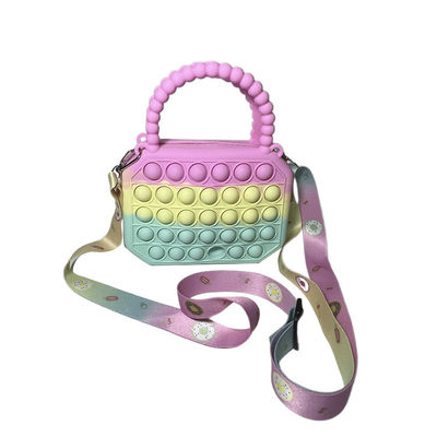 Silikon-Kinderkarikatur-Mini Kids Bubble Toy Crossbody-Knall, den er für Mädchen schürzt