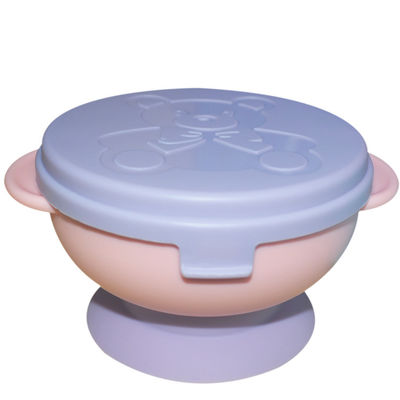 Kleines Silikon-Saugschüssel-Platten-Schalen-Baby-Silikon geteilter Platten-Löffel mit Deckel-Satz