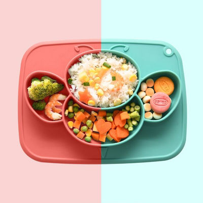 Saugnapf-Kindergeschirr-Platten-Teller-Baby-Silikon-Tonwaren-Kleinkinder Dishware rutschfest