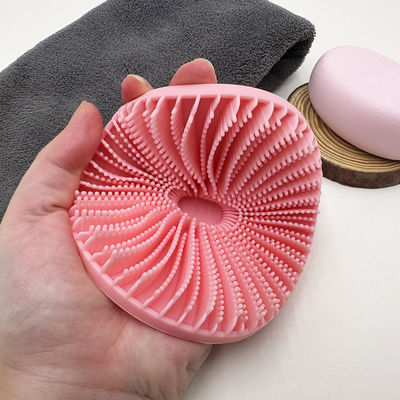 Customized Logo Ellipse Rosa Massager Bürste Kopfhaut Bürste Silikon Rücken Badebürsten Schrubber