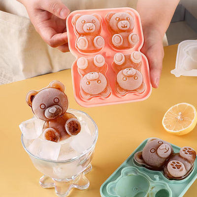 MHC Custom Shape Logo Factory Wholesale Pink Animal Ice Cube Tray Silikon Kleine 3D Bärenshape Eiswürfel
