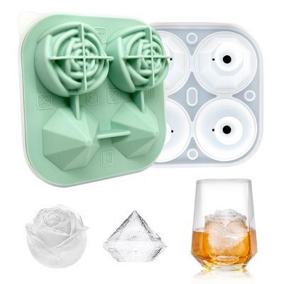 MHC 3D-Blumeiswürfel mit Deckel 4 Rosette und Diamant Eiswerkzeuge