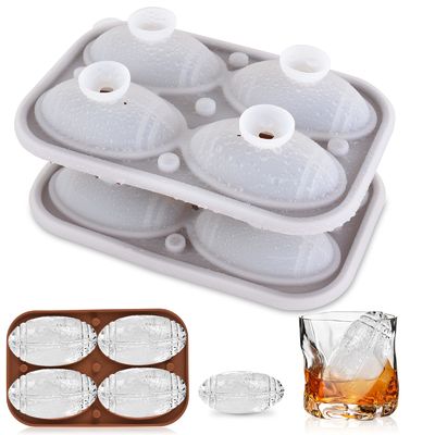 MHC Fabrik Großhandel Eiswürfel Tray Formen lustig mit Deckel Kugeln 3D Rugby Football Eis Tray