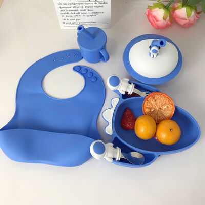 Silikon-Kinder-Baby-Fütterplatten-Set Lebensmittelqualität BPA-frei, umweltfreundlich, wasserdicht, rutschfester Tischgeschirr